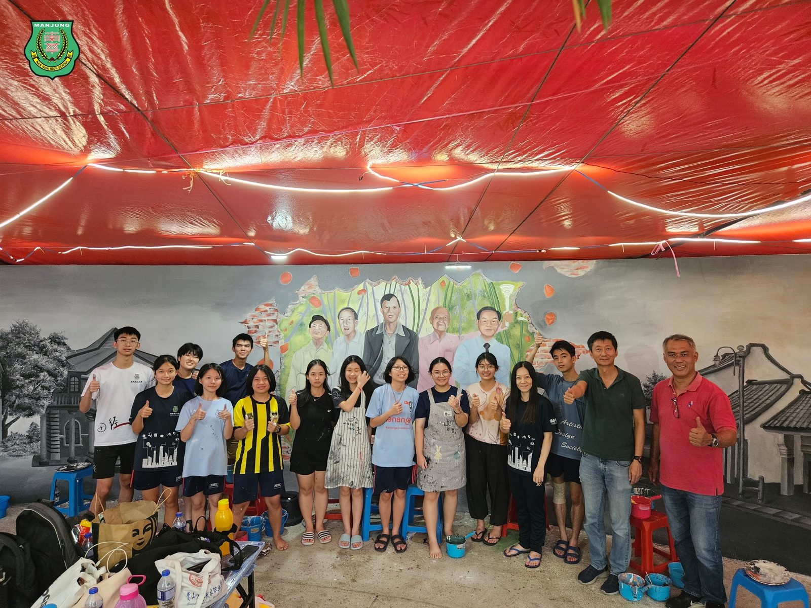 多彩多姿·共存共荣·南华独中学生绘壁画纪念族魂林连玉